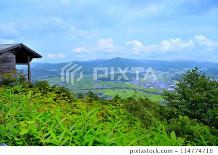 Tohoku, Tono, Takashimizu Observatory, a hidden gem, an observation deck overlooking the setting of the Tono Monogatari, Tono City, Iwate Prefecture 114774718