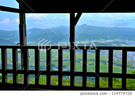 Tohoku, Tono, Takashimizu Observatory, A scenic view of the fields from the observation deck, Tono City, Iwate Prefecture (1) 114774720