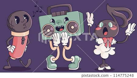 Retro 90s music disco dj character cartoon vector 114775248