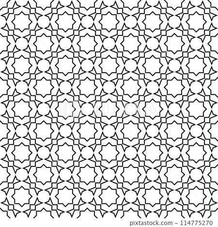 Seamless arabic geometric ornament in black color. 114775270
