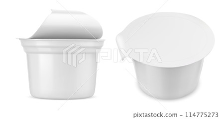 Plastic yogurt package with open cup 3d mockup Plastic yogurt package with open cup 3d mockup 114775273