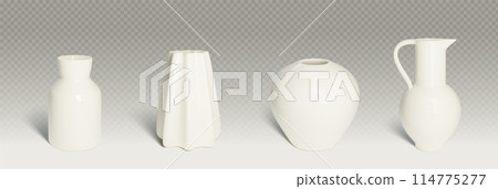 3d white ceramic vase. Isolated pottery vector 3d white ceramic vase. Isolated pottery vector 114775277