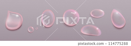 Pink serum drops set on transparent background 114775288