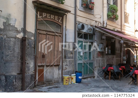 Naples quartieri spagnoli street in the city center  114775324