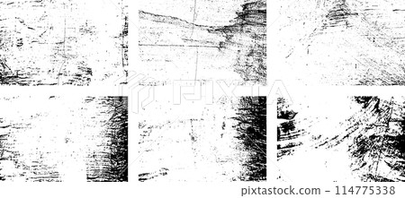 Black and white grunge. Distress overlay texture. Abstract surface dust and rough dirty wall background concept. Distress illustration simply place over object to create grunge effect. Vector EPS10. Black and white grunge. Distress overlay texture. Abstract surface dust and rough dirty wall background concept. Distress illustration simply place over object to create grunge effect. Vector EPS10. 114775338