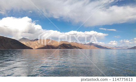 Beautiful Landscape Of Pangong Lake In Ladakh, India. Beautiful Landscape Of Pangong Lake In Ladakh, India. 114775613
