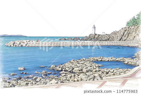 從 Nezugaseki 看到的日本海,白色背景 從 Nezugaseki 看到的日本海,白色背景 114775983