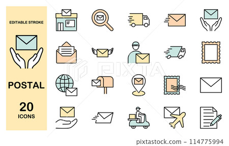 Postal icon set color 114775994