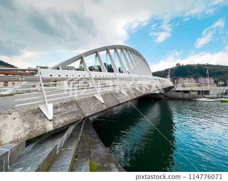 Modern bridge in Ondarroa, Basque Country, Spain Modern bridge in Ondarroa, Basque Country, Spain 114776071