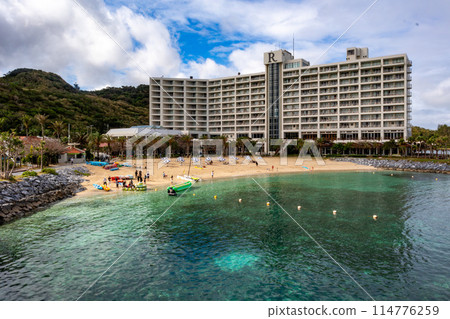 Exterior of the building of Renaissance Resort Okinawa, a luxury resort hotel in tropical Okinawa Exterior of the building of Renaissance Resort Okinawa, a luxury resort hotel in tropical Okinawa 114776259