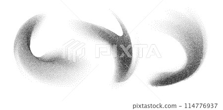 Dotwork abstract shapes, black grain texture, Abstract stipple sand effect, gradient from dots. Dotwork abstract shapes, black grain texture, Abstract stipple sand effect, gradient from dots. 114776937