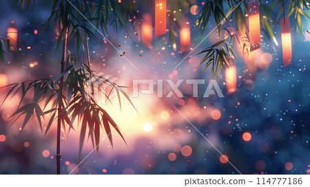 Illustration of Tanabata Bamboo Decorations 114777186
