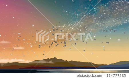 Landscape illustration with sky and stars Landscape illustration with sky and stars 114777285