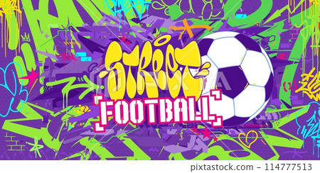Trendy Abstract Hip Hop Urban Street Art Graffiti Style Soccer Or Football Illustration Background 114777513
