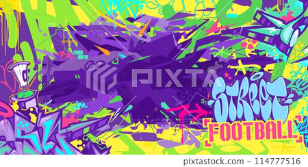 Trendy Abstract Hip Hop Urban Street Art Graffiti Style Soccer Or Football Illustration Background 114777516