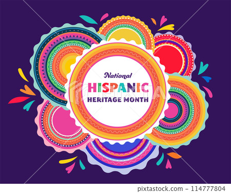 National hispanic heritage month celebration. Background, banner and card with flowers. Colorful 114777804