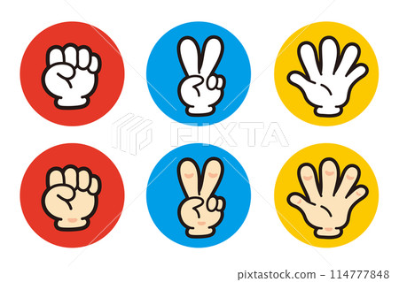 石頭、剪刀、布的插圖。古喬基帕。 114777848