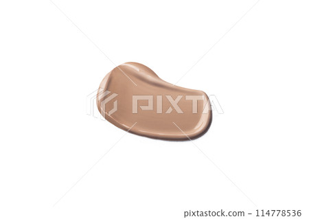 Make up smear swatch foundation smudge texture isolated on a white background 114778536