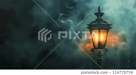 Street Lamp Emitting Flame Street Lamp Emitting Flame 114778759