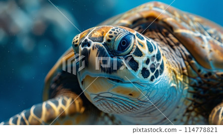 Close Up of a Turtle in a Tank 114778821