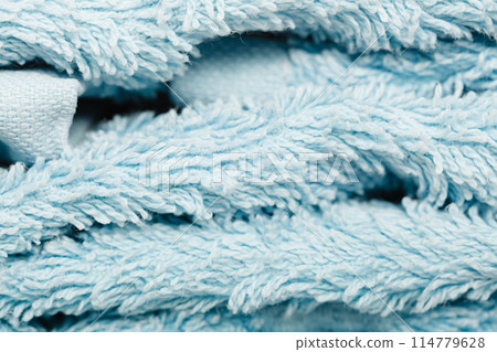 Detailed closeup of blue towel fabric 114779628
