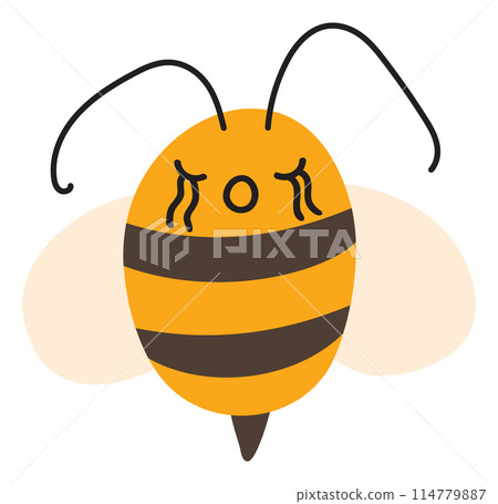 Fly frustrated Bee Emoji Icon. Cute kid character. Object summer Symbol flat Vector Honey Art. Cartoon element for web or typographic design, poster 114779887