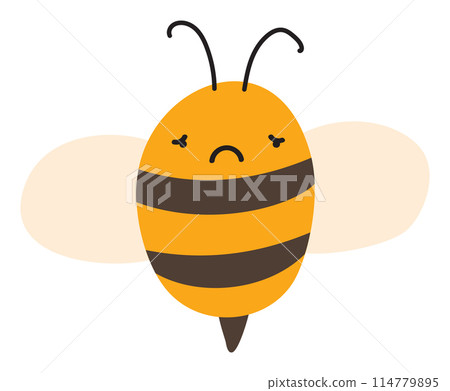 Fly sad Bee Emoji Icon. Cute kid character. Object summer Symbol flat Vector Honey Art. Cartoon element for web or typographic design, poster Fly sad Bee Emoji Icon. Cute kid character. Object summer Symbol flat Vector Honey Art. Cartoon element for web or typographic design, poster 114779895