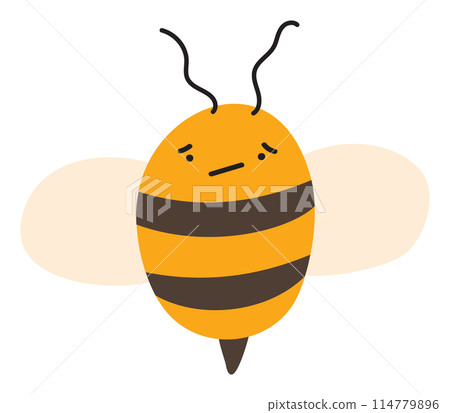Fly Bee embarrased Emoji Icon. Cute kid character. Object summer Symbol flat Vector Honey Art. Cartoon element for web or typographic design, poster 114779896