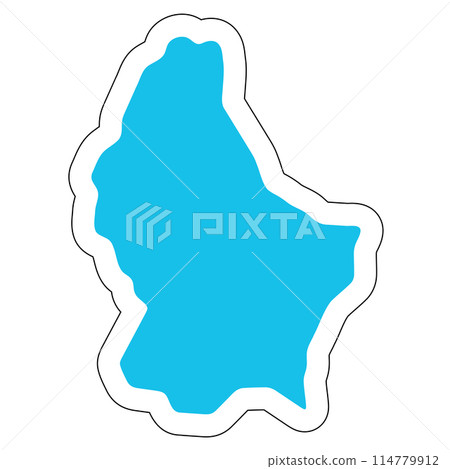 Luxembourg country silhouette. High detailed map. Solid blue vector sticker with white contour isolated on white background. 114779912