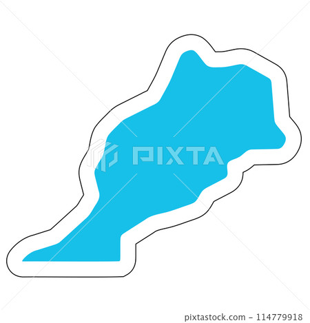 Morocco country silhouette. High detailed map. Solid blue vector sticker with white contour isolated on white background. Morocco country silhouette. High detailed map. Solid blue vector sticker with white contour isolated on white background. 114779918