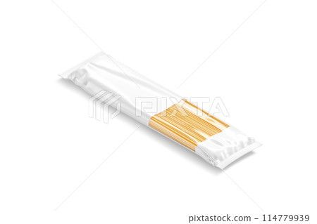 Blank white paper transparent pack with spaghetti pasta mockup, isolated 114779939