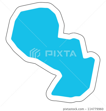Paraguay country silhouette. High detailed map. Solid blue vector sticker with white contour isolated on white background. 114779960