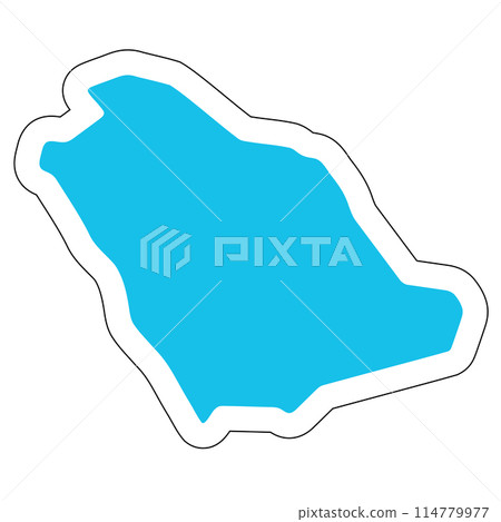 Saudi Arabia country silhouette. High detailed map. Solid blue vector sticker with white contour isolated on white background. 114779977