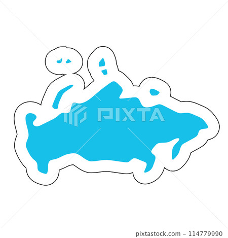 Russia country silhouette. High detailed map. Solid blue vector sticker with white contour isolated on white background. Russia country silhouette. High detailed map. Solid blue vector sticker with white contour isolated on white background. 114779990