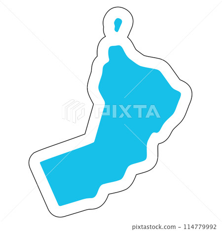 Oman country silhouette. High detailed map. Solid blue vector sticker with white contour isolated on white background. 114779992