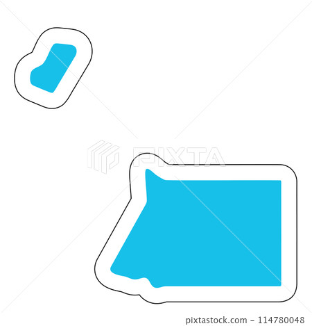 Equatorial Guinea country silhouette. High detailed map. Solid blue vector sticker with white contour isolated on white background. 114780048