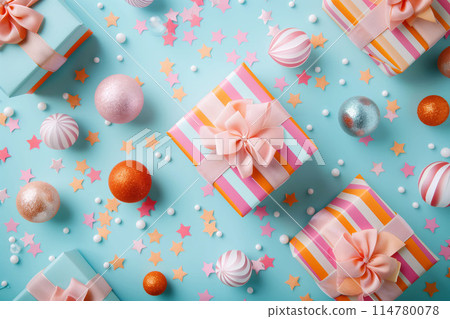 Bright and cheerful gift packaging ideas perfect for birthdays, anniversaries, or any celebration 114780078