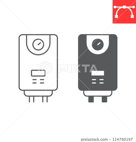 Water heater line and glyph icon 114780197