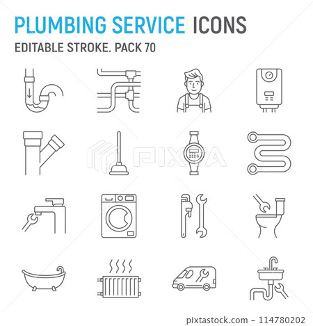 Plumbing service line icon set 114780202