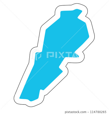 Lebanon country silhouette. High detailed map. Solid blue vector sticker with white contour isolated on white background. Lebanon country silhouette. High detailed map. Solid blue vector sticker with white contour isolated on white background. 114780265