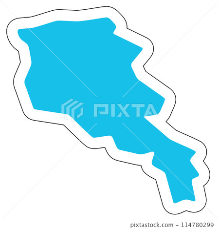 Armenia country silhouette. High detailed map. Solid blue vector sticker with white contour isolated on white background. 114780299
