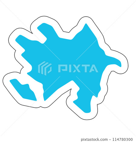 Azerbaijan country silhouette. High detailed map. Solid blue vector sticker with white contour isolated on white background. 114780300