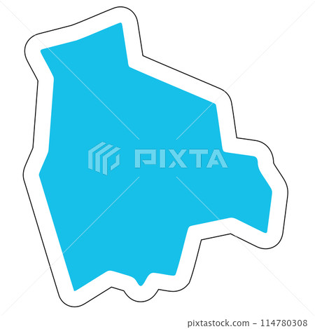 Bolivia country silhouette. High detailed map. Solid blue vector sticker with white contour isolated on white background. Bolivia country silhouette. High detailed map. Solid blue vector sticker with white contour isolated on white background. 114780308
