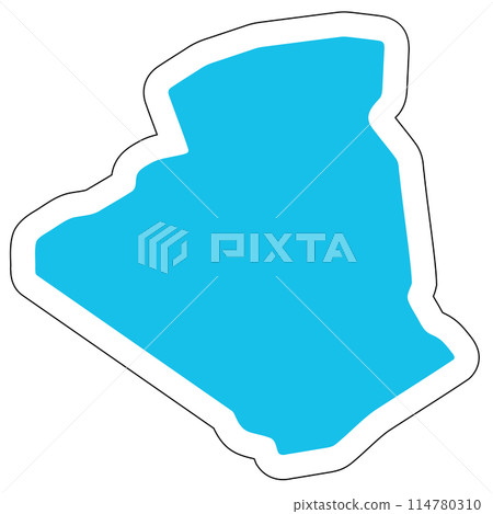 Algeria country silhouette. High detailed map. Solid blue vector sticker with white contour isolated on white background. Algeria country silhouette. High detailed map. Solid blue vector sticker with white contour isolated on white background. 114780310