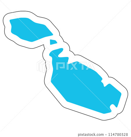 Malta country silhouette. High detailed map. Solid blue vector sticker with white contour isolated on white background. 114780328