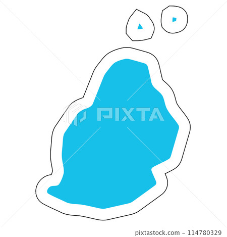 Mauritius country silhouette. High detailed map. Solid blue vector sticker with white contour isolated on white background. 114780329