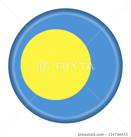 Palau flag button 3d illustration with clipping path Palau flag button 3d illustration with clipping path 114780415
