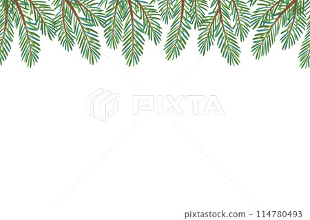 Christmas tree seamless border. Hand drawn trendy flat style 114780493