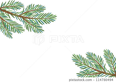 Christmas tree corner decoration. For New year cards, party posters. Christmas tree corner decoration. For New year cards, party posters. 114780494