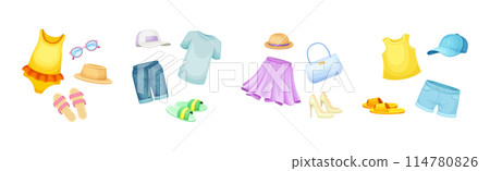Clothing for Different Season as Wear and Garment Vector Set 114780826